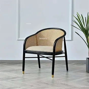 Персонализирани ратанови столове за хранене Мебели за дома Китайски творчески дизайнер фотьойл за кухня масивно дърво обратно луксозен стол за хранене C