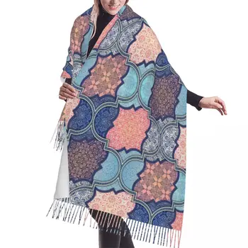 Пискюл шал голям 196 * 68 см Пашмина зимен топъл шал обвивка Bufanda женски абстрактен етнически модел кашмир шалове