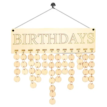 Писмо за рожден ден, висящо дървена дъска за табели, фестивално напомняне за рожден ден, DIY календарен подарък за декорация на домашно парти A50