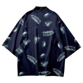 Плюс размер 5XL 6XL мода перо печат кимоно 2023 японски жени мъже летен плаж жилетка юката хаори ризи отгоре