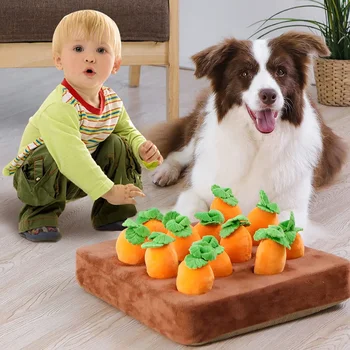 Плюшени моркови Интерактивни игри за домашни любимци куче играчка смъркане мат забавно зеленчуково издърпване репички поле скриване на храна куче нос играчка продукти за домашни любимци