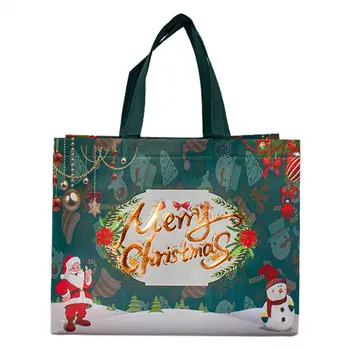 Подаръчни торбички за коледен капацитет Коледна подаръчна чанта с Дядо Коледа Снежен човек дизайн двойна дръжка нетъкан текстил бонбони за Merry