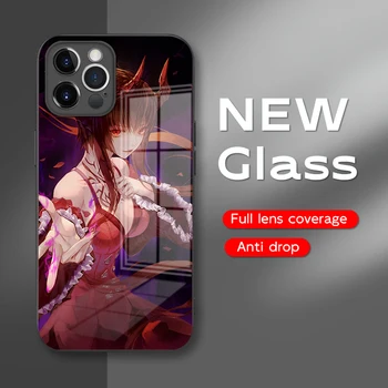 Подходящ за iPhone 15 14 13 12 11 Mini Pro Max Plus Red Anime Character Series 5 Мода iPhone стъкло защитен калъф за телефон