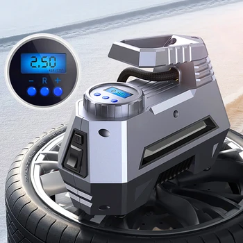 Преносим авто въздушен компресор гума инфлатор кола гума помпа с цифров дисплей манометър 150 psi ярки аварийни фенерче