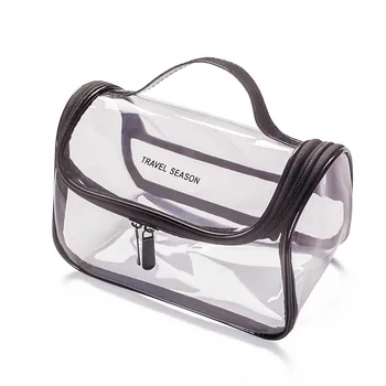 Прозрачен водоустойчив пътуване козметична чанта тоалетни грим с цип съхранение торбичка лесен за носене Косметичка
