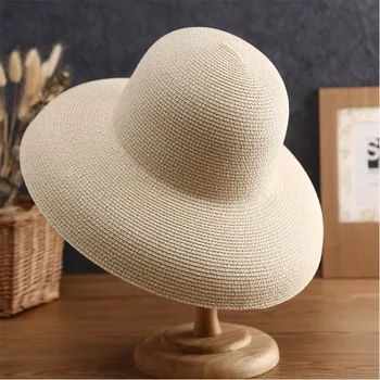 Пролет и лято нов стил жена сламена шапка големи стрехи защита от слънцето плаж ваканция шапка за слънце на едро