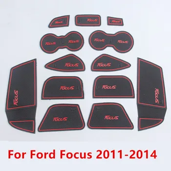 Против приплъзване Gate слот Мат гумена подложка за Ford Focus 3 MK3 2011-2014 предварително фейслифт ST RS аксесоари стикери за кола 13Pc