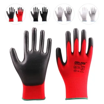 Работни ръкавици 5 чифта GMG CE сертифицирани EN388 червен полиестер черен PU работа ръкавици за безопасност механик работни ръкавици защита на ръцете