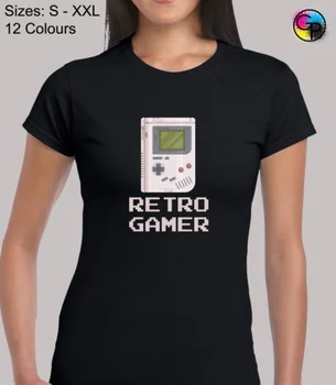 Ретро геймър Cool видео игра фен смешно вталени тениска Топ тениска за жени