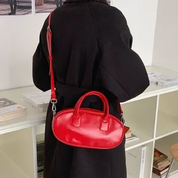 Ретро плътен цвят жените рамо чанта моден дизайн дами crossbody чанти прости женски съединител чанта чанти пратеник чанта