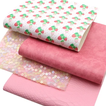 Розова серия ягодов печат изкуствена кожа листове A4 размер плътен цвят змия текстура синтетична кожа плат за обеци лъкове