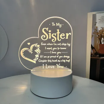 Романтична любов 3D акрилна LED лампа за дома Детска нощна лампа Настолна лампа Свети Валентин Ден на майката Подаръци за рожден ден