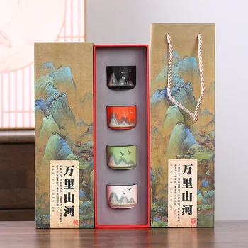 Ръчно рисувани Yuanshan керамични чай чаша дръжка чаша майстор чаша домашен офис чай чаша дъга чаша единична чаша подарък