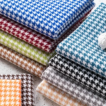 Сгъсти висококачествен Houndstooth Fabric Груб коноп прежда боядисани карирана диван възглавница памук и бельо DIY Начало шиене плат