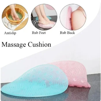 Силиконов масаж душ мат Non-хлъзгане измиване крак подложка крак ексфолиране баня разтривайте обратно четка с издънка баня масаж четка подложка