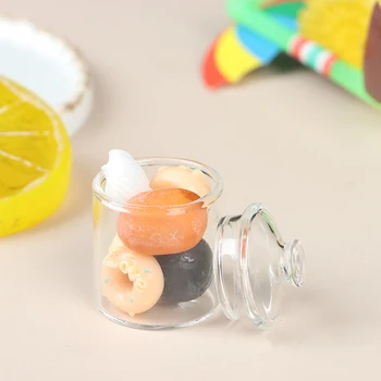 Симулация Високо боросиликатно мини стъкло бонбони буркан храна игра преструвам се играя кухненски играчки кукла къща аксесоари интерактивни играчки