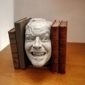 Скулптура на блестящата библиотека Bookend Ето Джони фигурка смола занаят десктоп орнамент смешно лице книга рафт статуя декор