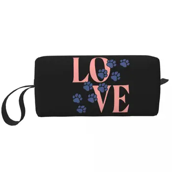 Сладка любов куче лапа графичен пътуване тоалетна чанта жени домашни любимци подарък козметични грим чанта красота съхранение Dopp комплект
