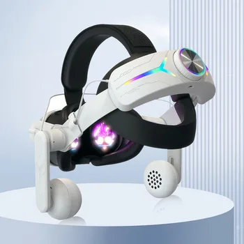 Слушалки VR подмяна Елитна каишка за глава Намаляване на налягането Регулируеми VR очила Лента за глава RGB светлина за Meta Quest 3 VR очила