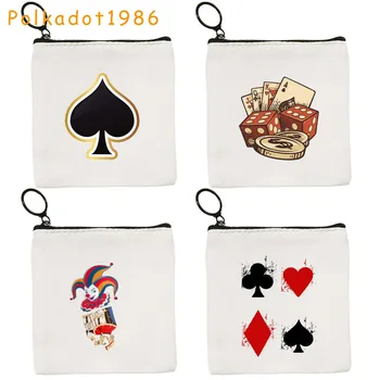 Смешни покер карти за игра Сладък крал кралица Джак на сърца короновани платно монета чанта съхранение карта ключ случай чанта портфейл цип торбичка