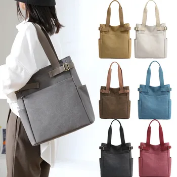 Студентски случайни чанти платно пътуване рамо голяма пазарска чанта за мъже и жени Preppy стил чанти 2023 тенденция пазаруване чанта чанти