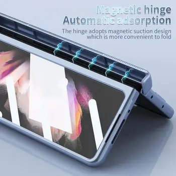 Телефон защитен калъф за Samsung Galaxy Z Fold 5 360 ° пълна защита ъпгрейд панта закалено филм галванично сгъване Sh Y7M0