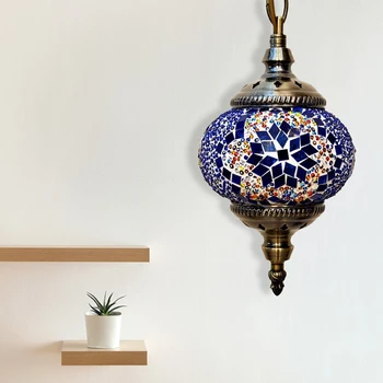 турски марокански мозайка висящи таван лампа E27 екзотичен турски стил класически домашен полилей романтичен за бар Home Hotel