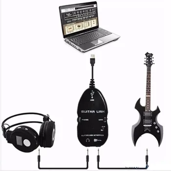 Търговия на едро гореща китара кабел аудио USB връзка интерфейс адаптер за MAC / PC музика запис аксесоари за Guitarra играчи подарък