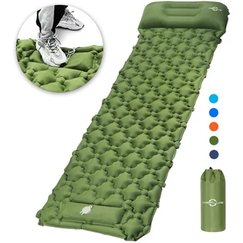 Ултралека надуваема къмпинг подложка за спане с вградена помпа за крака, лек компактен въздушен матрак Най-добра постелка за спане