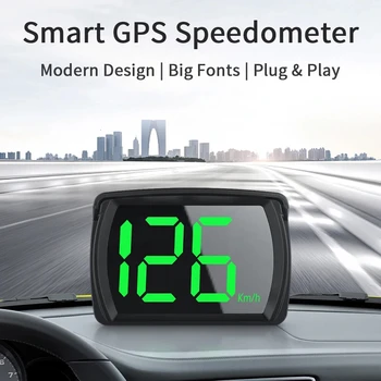 Универсален автомобил HUD Y03 Head Up дисплей скоростомер GPS 2.8 инчов голям шрифт цифров скоростомер часовник габарит автомобилни аксесоари