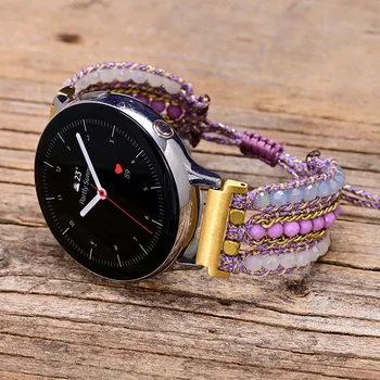 Уникален Boho восъчно въже лилав камък Samsung часовник лента лилаво слюда мощност смарт часовник каишка естествен камък лечебни бижута на едро