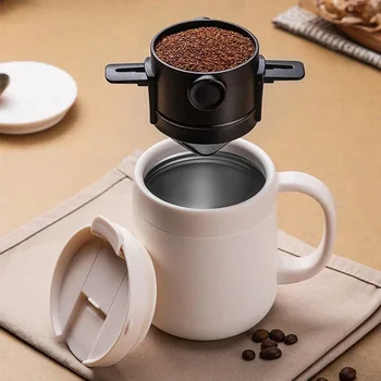 Филтър за капково кафе за многократна употреба Преносима преносима сгъваема кафемашина Creative Pour Over Coffee Filters за домашен офис на открито