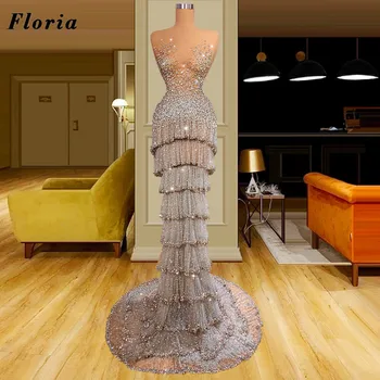 Флория Елегантни дълги вечерни рокли с мъниста диференцирани пола халати де коктейл 2022 ислямски Дубай жени бала рокля за парти