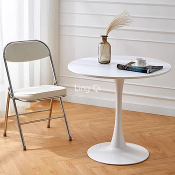 френски сладък стая маса за хранене кръг бял модерен скандинавски кафе маси безплатна доставка Newclassic Mesas де Comedor мебели за дома