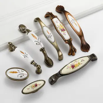 Хардуерни аксесоари Европейски стил антични керамични копчета за обувки шкаф единична дупка дръжка мебели