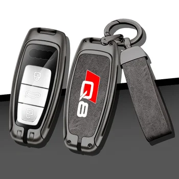 Цинкова сплав Калъф за ключ за кола за Audi Q8 e tron Персонализирано лого Дистанционно управление Ключ Shell Buckle Car- стайлинг интериорни аксесоари