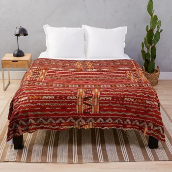 червен реколта марокански модел хвърлят одеяло сряда туристическо одеяло легло каре движещо се одеяло