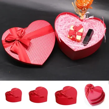 Червено сърце форма Свети Валентин подарък кутия бонбони кутии цветар букет опаковка кутии за цветя сватбено тържество аксесоари 3 размера