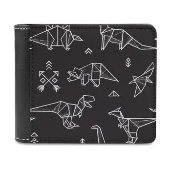 Черно и бяло оригами динозаври мъжки портфейл свободно време пътуване лек преносими портфейли кратък стил мъжки чантата Дино