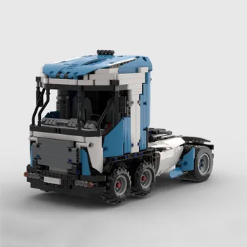 Шестколесният AP камион (4 колела могат да се обърнат) Строителни блокове с повдигаща се кабина Модел на превозното средство 1193 Части MOC играчки Тухли Момче Подаръци